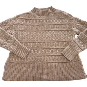 Rachel Zoe Sweater Womens X Small Brown Fair Isle Mock Neck Knit Skiing Aspen